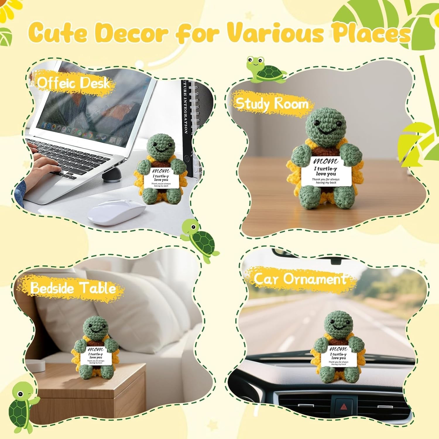 Mothers Day gift, Gifts for Mom, Cute Crochet Turtle for Home Desk Car Decor