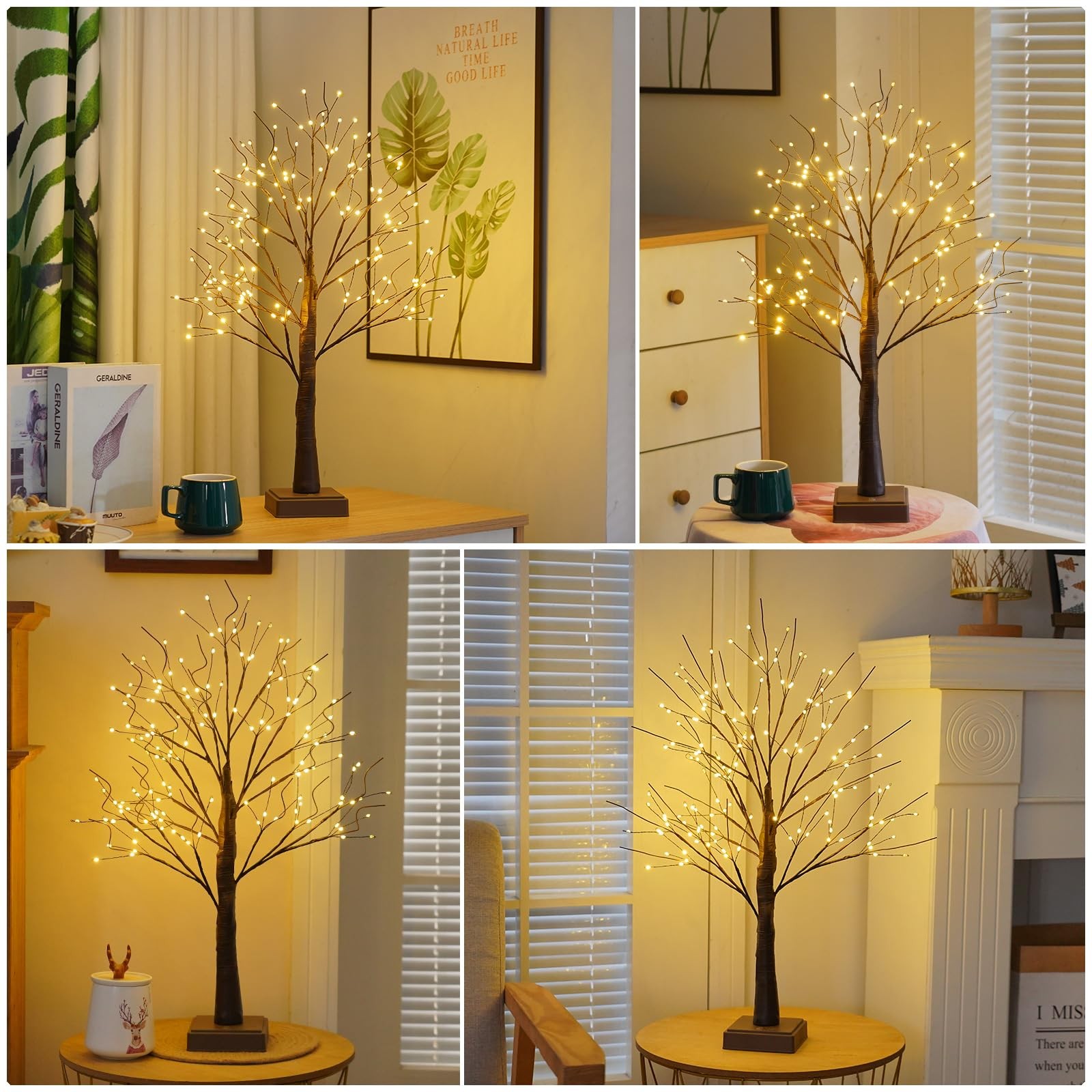 144 LED Artificial Tree Lamp with Timer, DIY Birch Trees with LED Lights, Lig…
