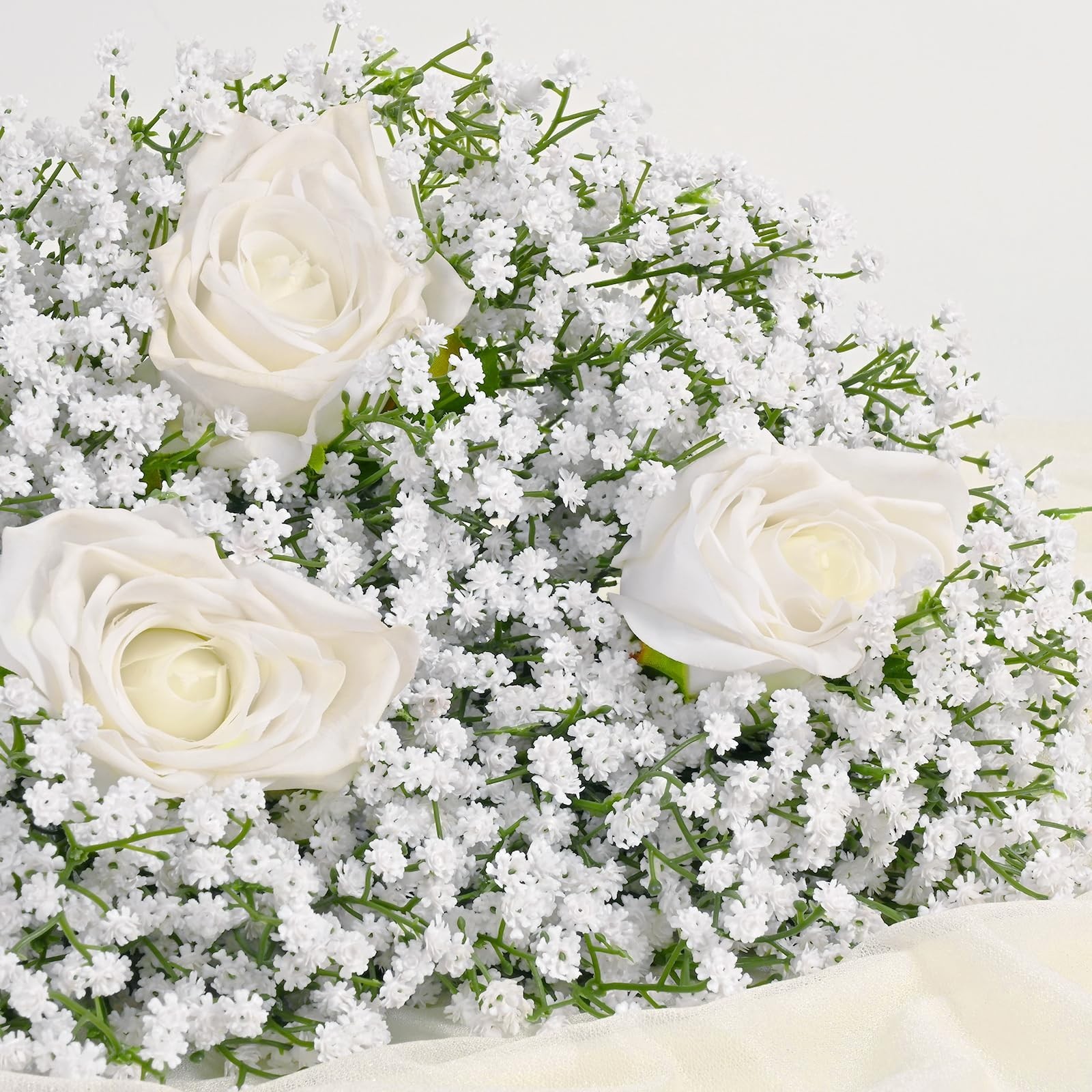 Yastouay 90 Pcs Babys Breath Artificial Flowers, 21” White Babys Breath Babys