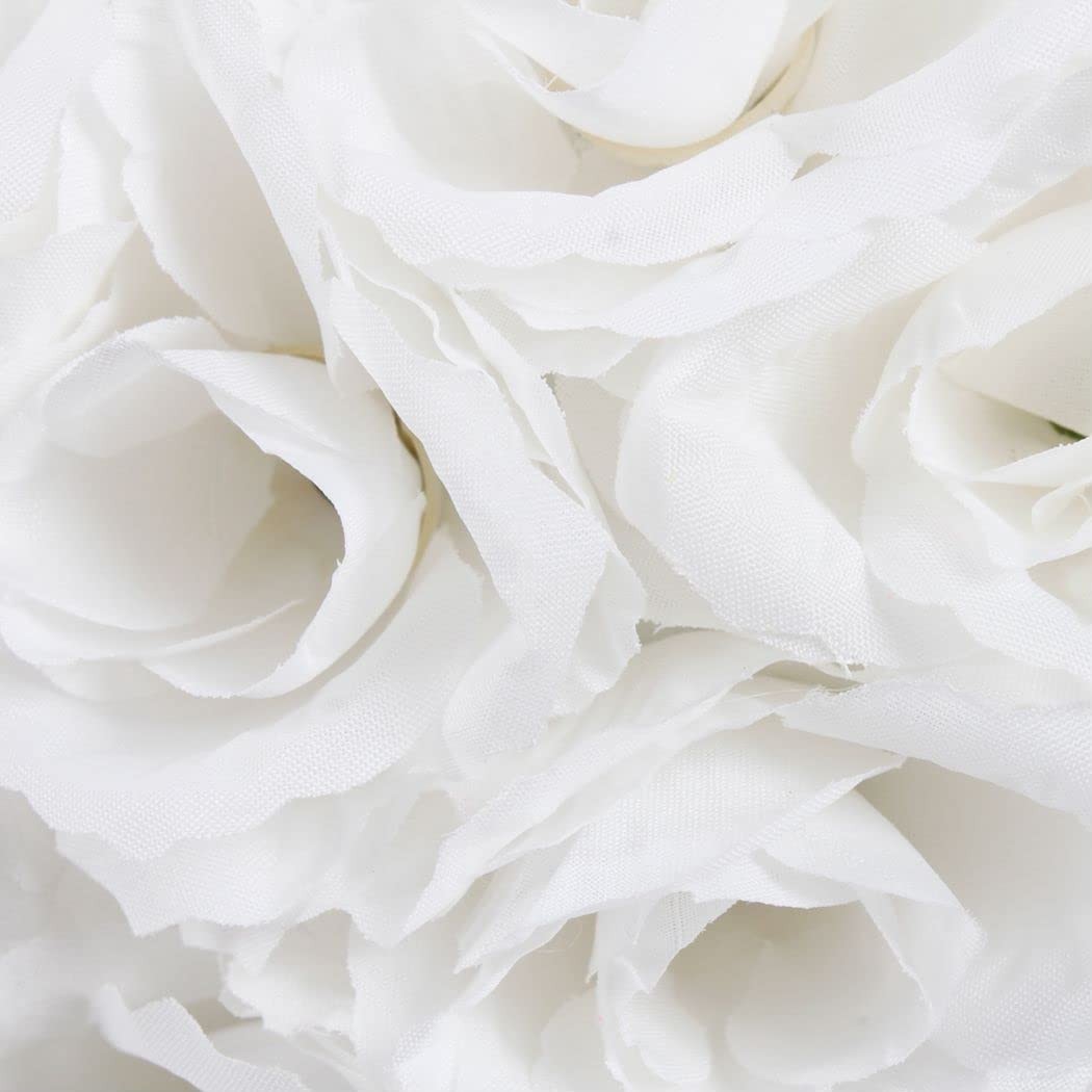 5 PCS White 5.5 Inch Silk Rose Artificial Flowers Kissing Ball Centerpieces