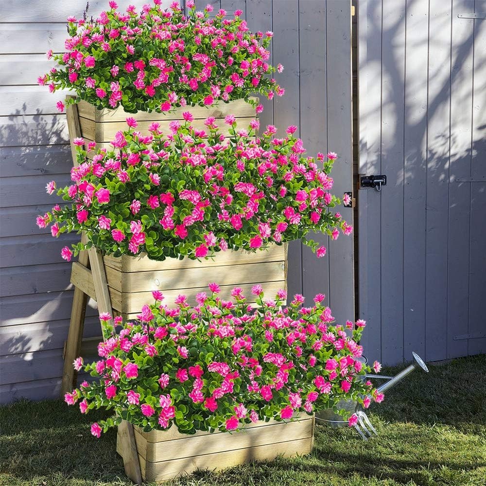 Lifelike 10 Bundle Pink Eucalyptus Fake Flowers – Perfect for Garden & Home