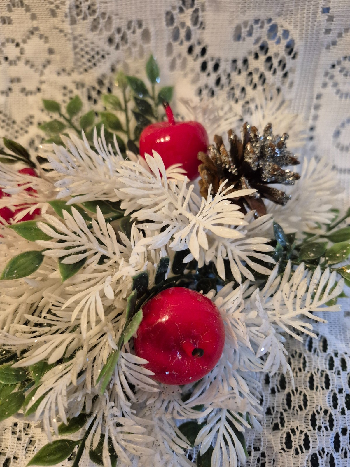 Set/3 Vintage Taper Candle Ring Christmas 5.5″ Winter Shabby