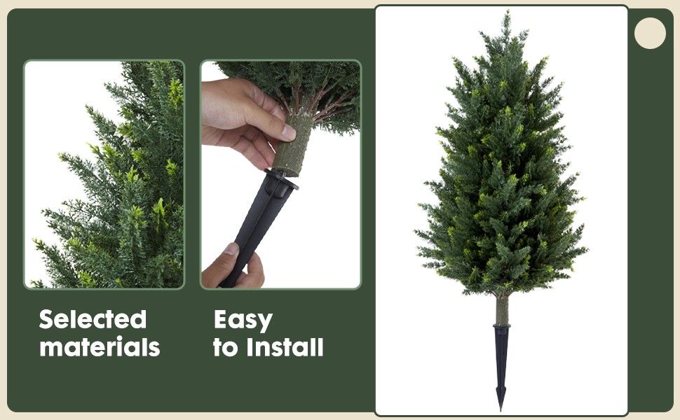 Set of 2 Artificial Cedar Topiary Christmas Trees, 3FT UV-Resistant Faux Cypress