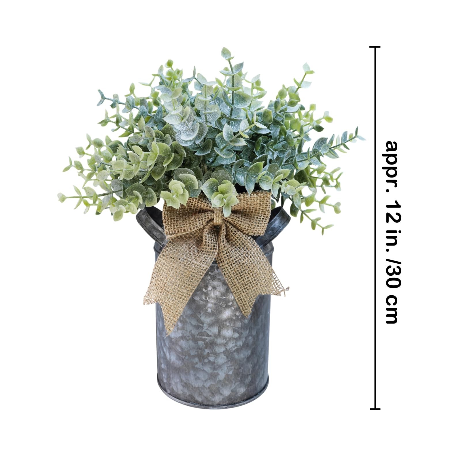 Set of 1 Farmhouse Faux Eucalyptus Arrangement Centerpiece Rustic Galvanized …