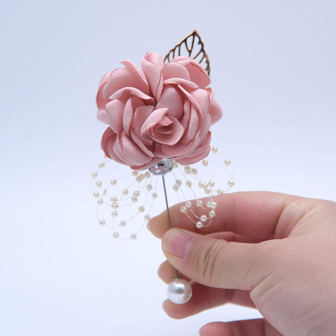 Wrist Corsage Rose Flower Brooch Set Wedding Prom Bracelet Hand Accessory
