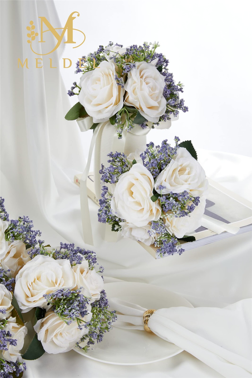 6.5 Inch Ivory Bridesmaid Bouquets For Wedding Set Of 6 Wedding Bouquets For Bri