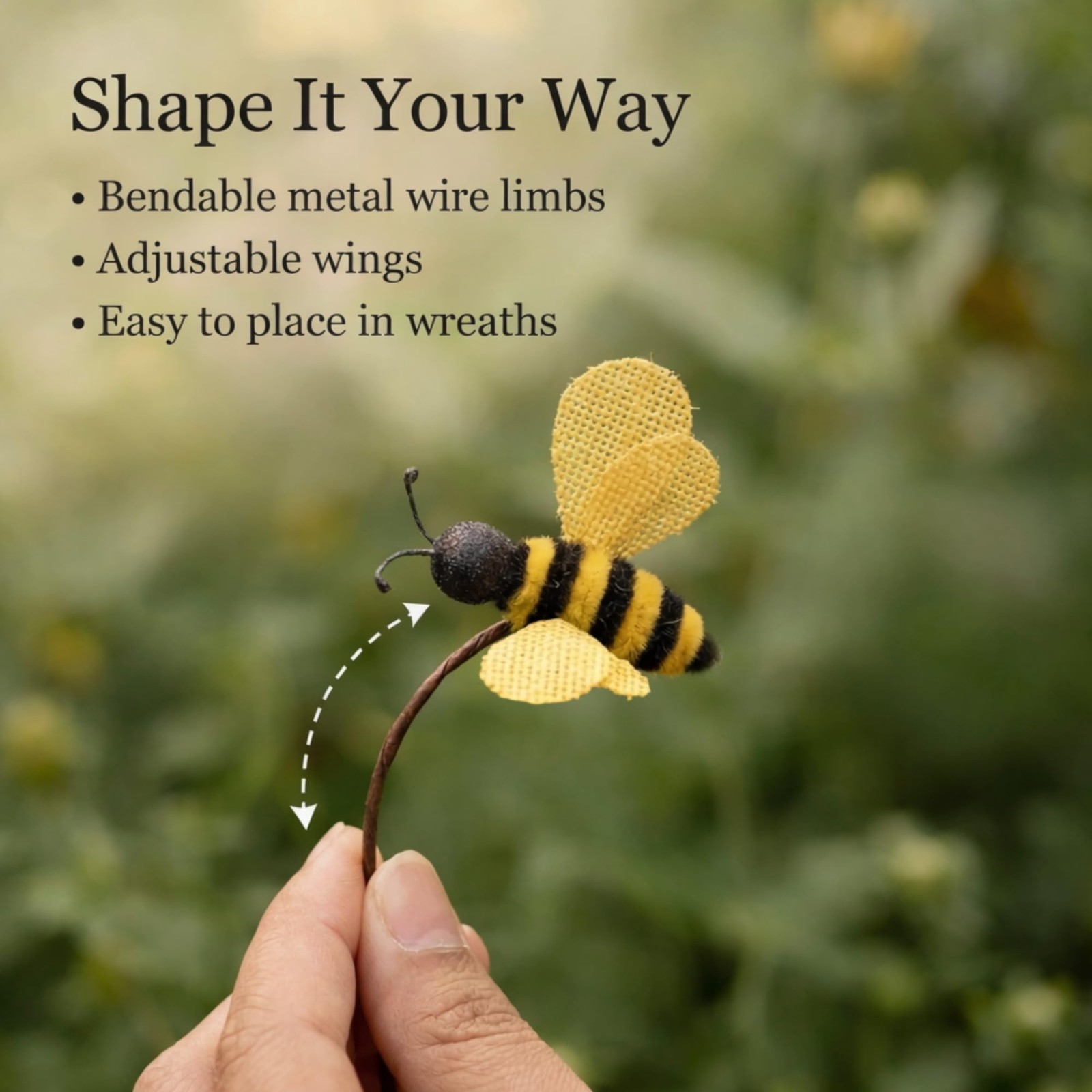 Bumblebee Spray Pick Rustic Decor – Burlap Bee Floral Stem for Wreaths Arrang…