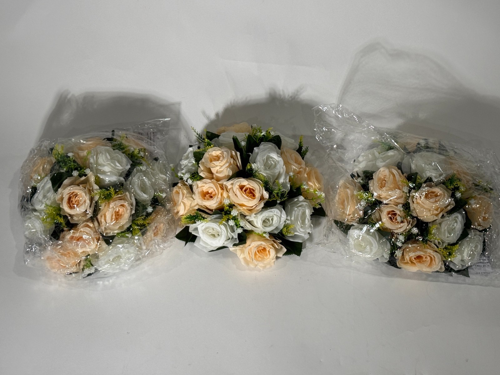 10 Pcs Artificial FLOWERS Center pieces for Tables : Peach & White Flower Ball