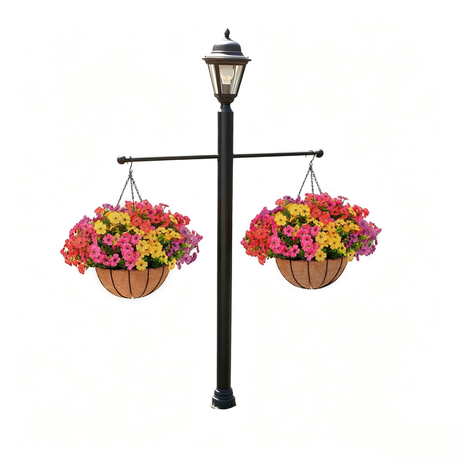 2 Set Artificial Outdoor Flowers with Hanging Basket for Garden Porch Patio B…