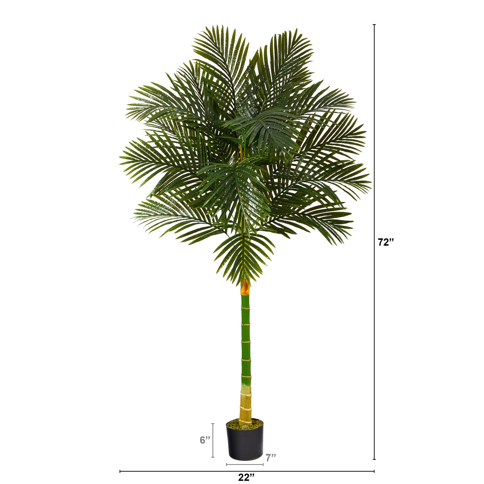 Nearly Natural 6ft Golden Cane Artificial Palm Tree in Green