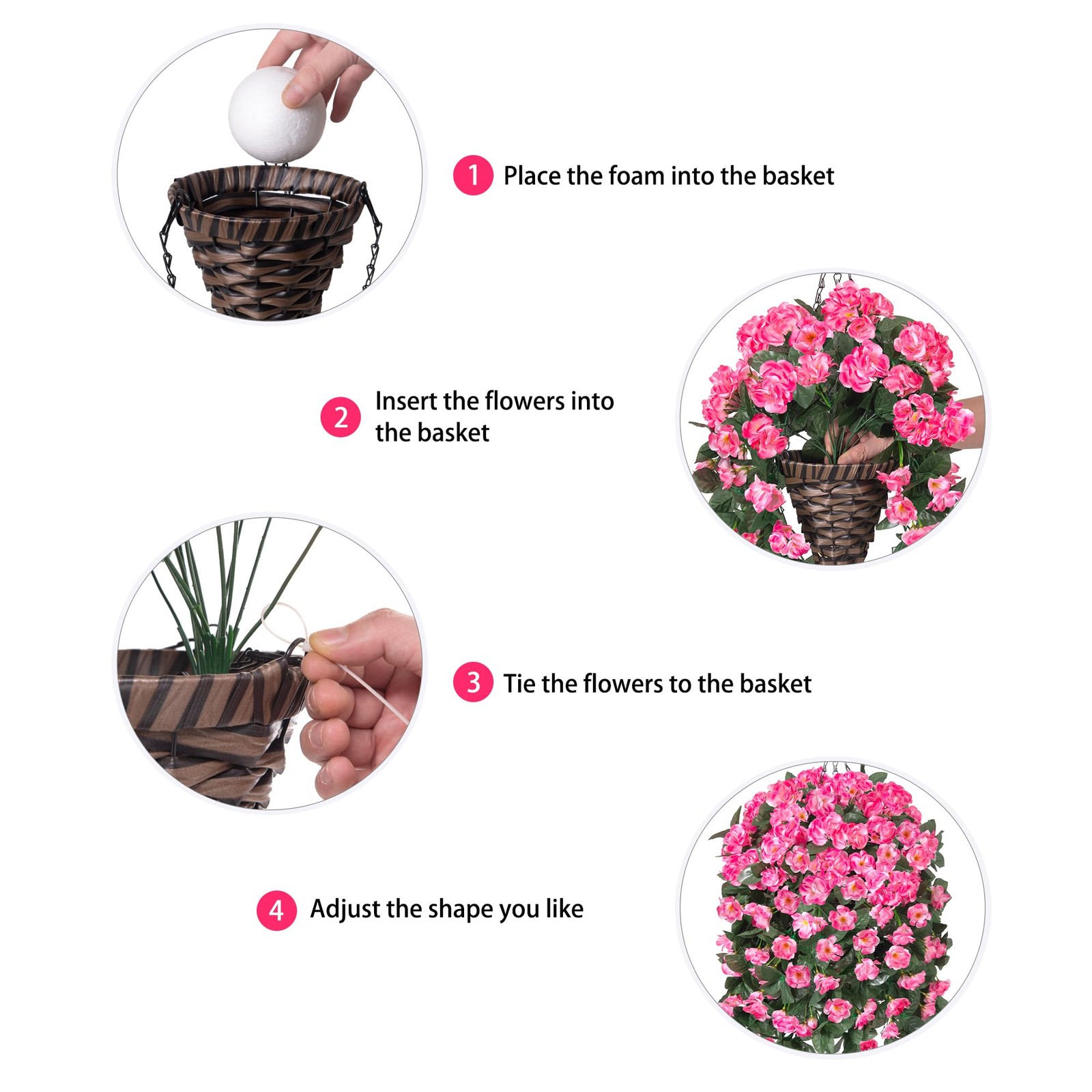 Fake Geraniums Artificial Hanging Flowers Basket for Outdoors, Spring Outdoor…