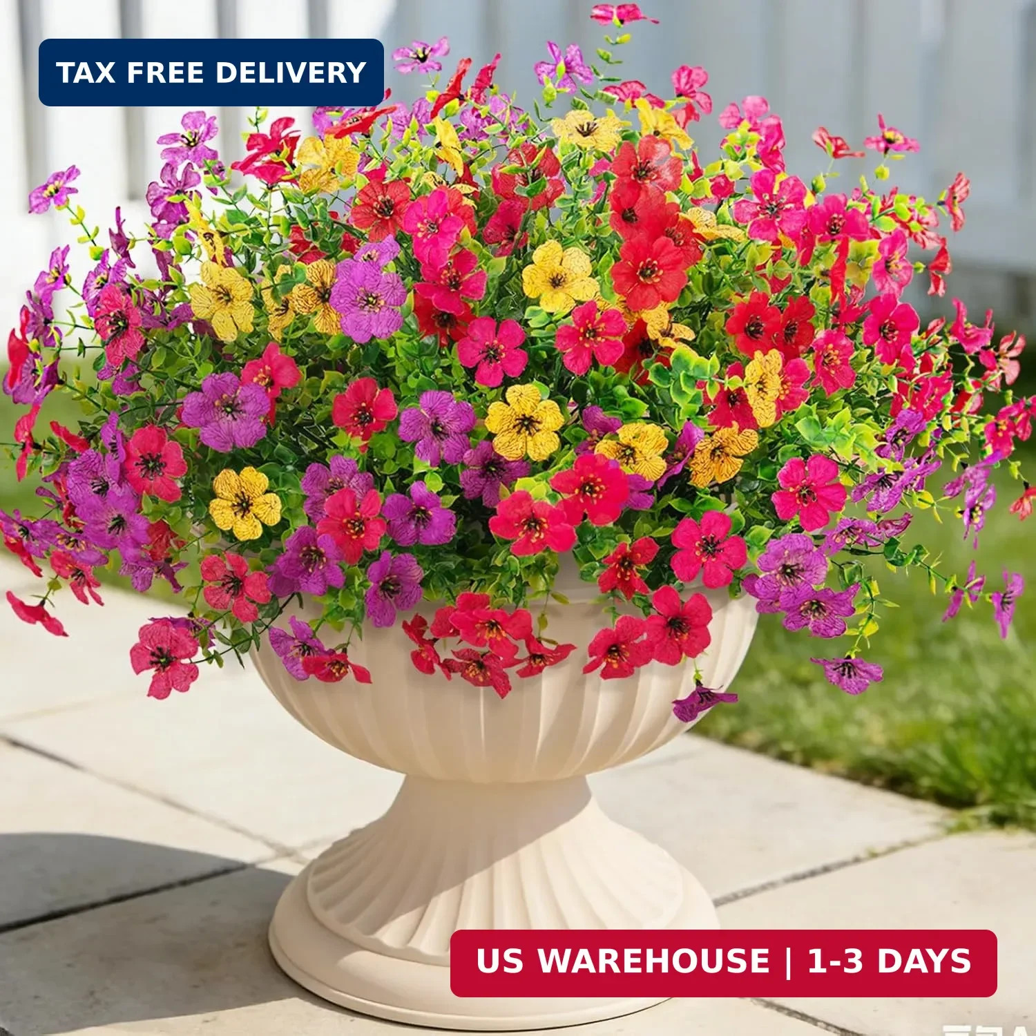 12 Bundles Fake Artificial Flowers Faux Plants for Spring Summer Decoration | UV