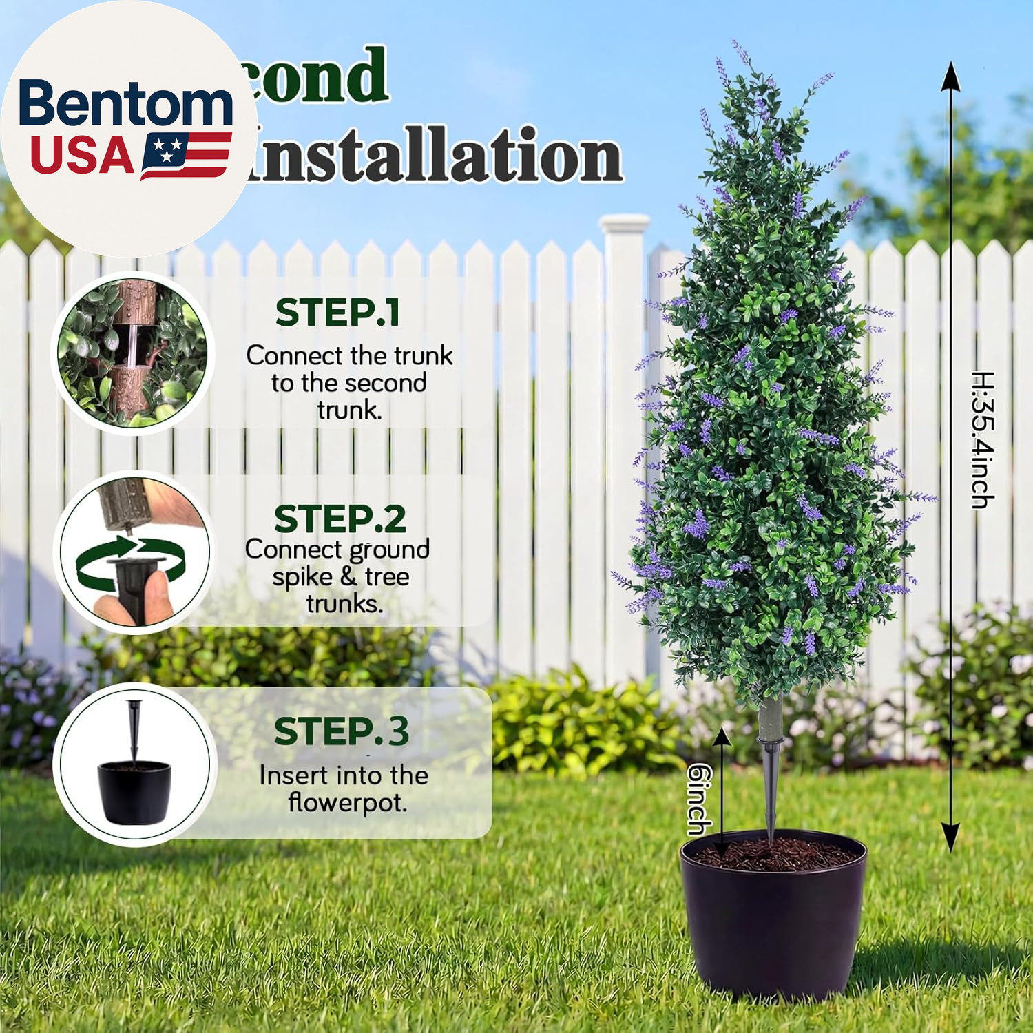 3Ft Artificial Topiary Trees with Lavender Set of 2 Outdoor Faux Plants Artifici
