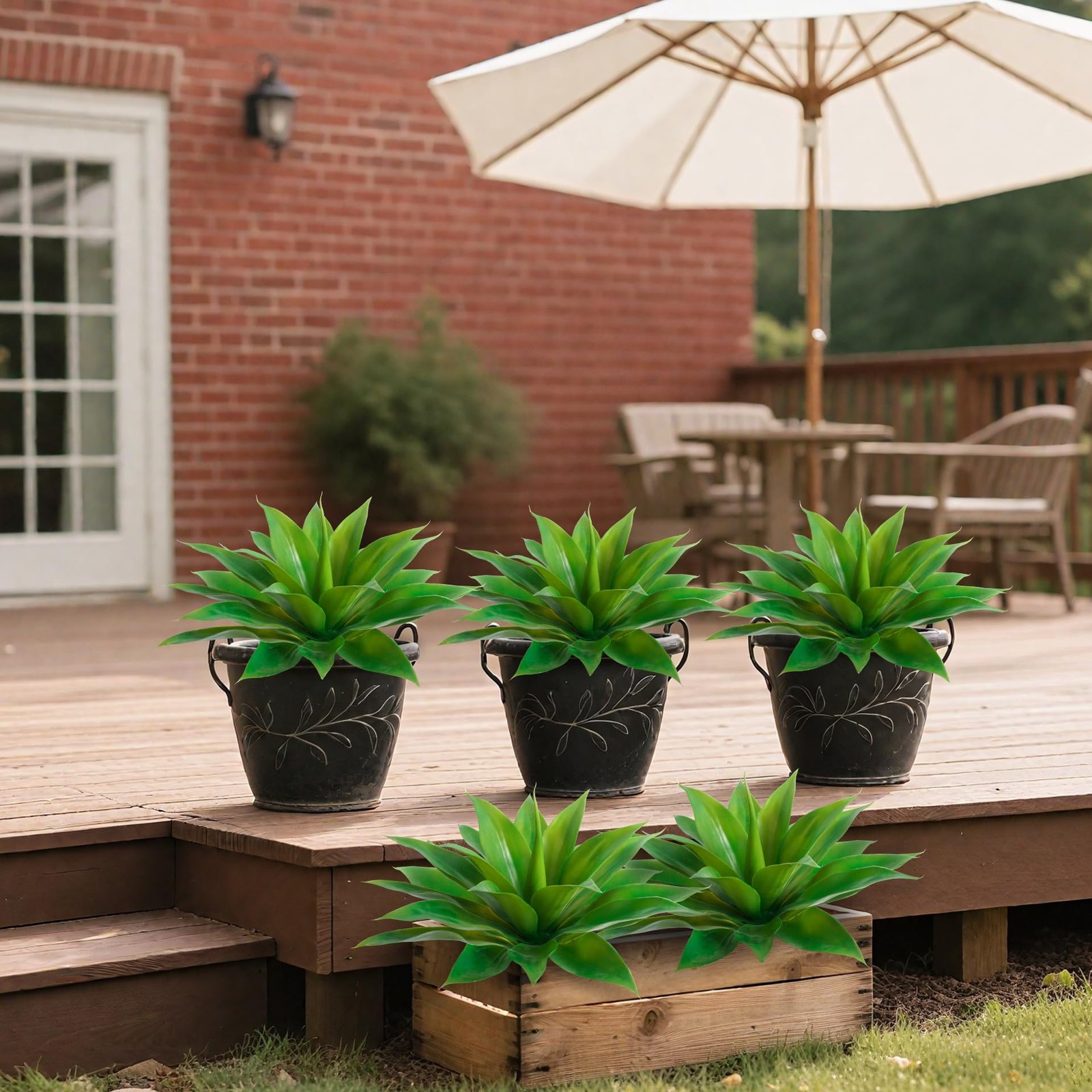 New Best Artificial Agave Faux Fake Greenery 18In Outdoor Plant for Indoor Home