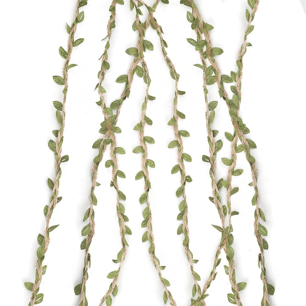 Tenn Well Burlap Leaf Ribbon, 66 Feet 5mm Natural Jute Twine 1PC/66FT, Green