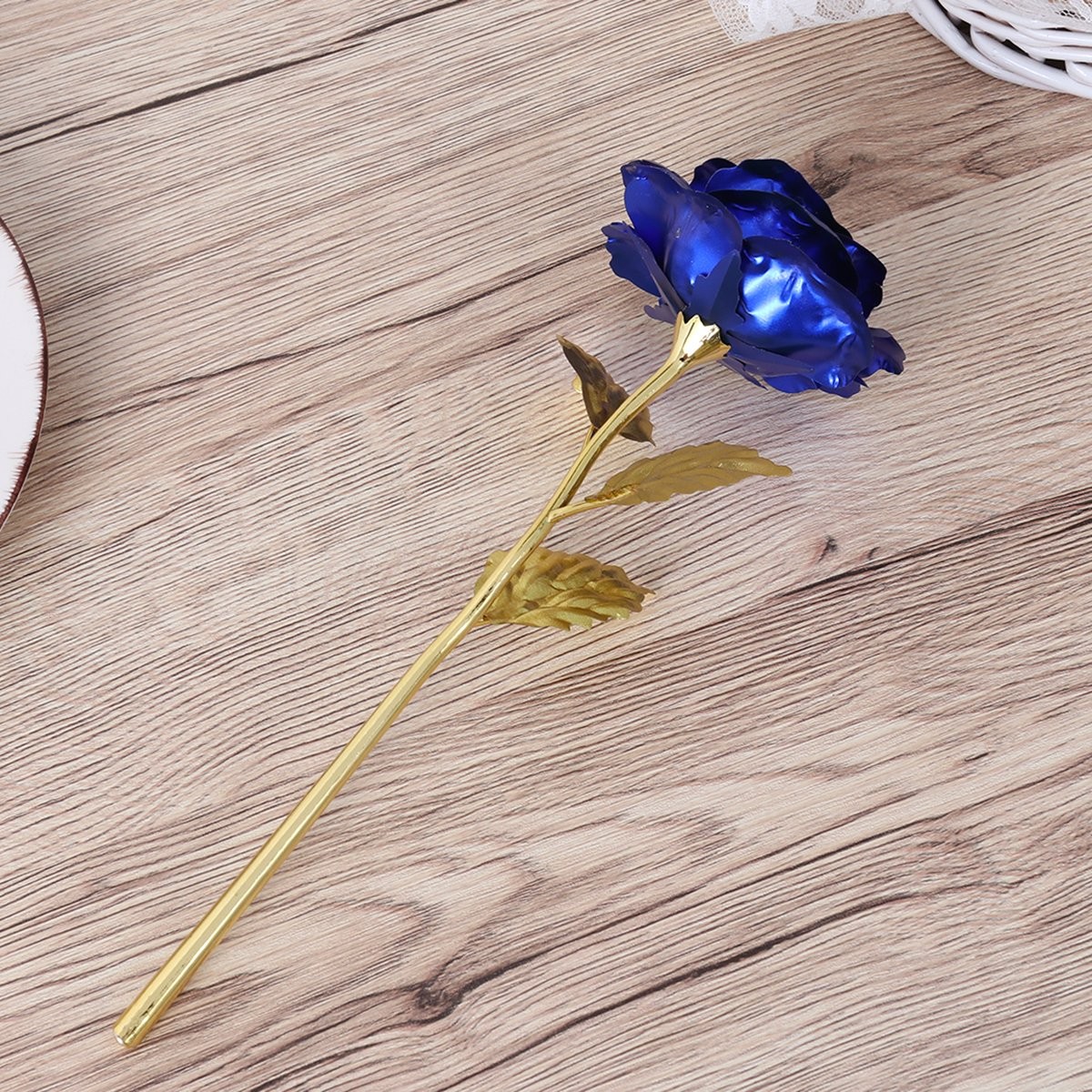 Golden Rose 24K Gold Foil Trim Artificial Rose Flower Long Stem with Love Sta…