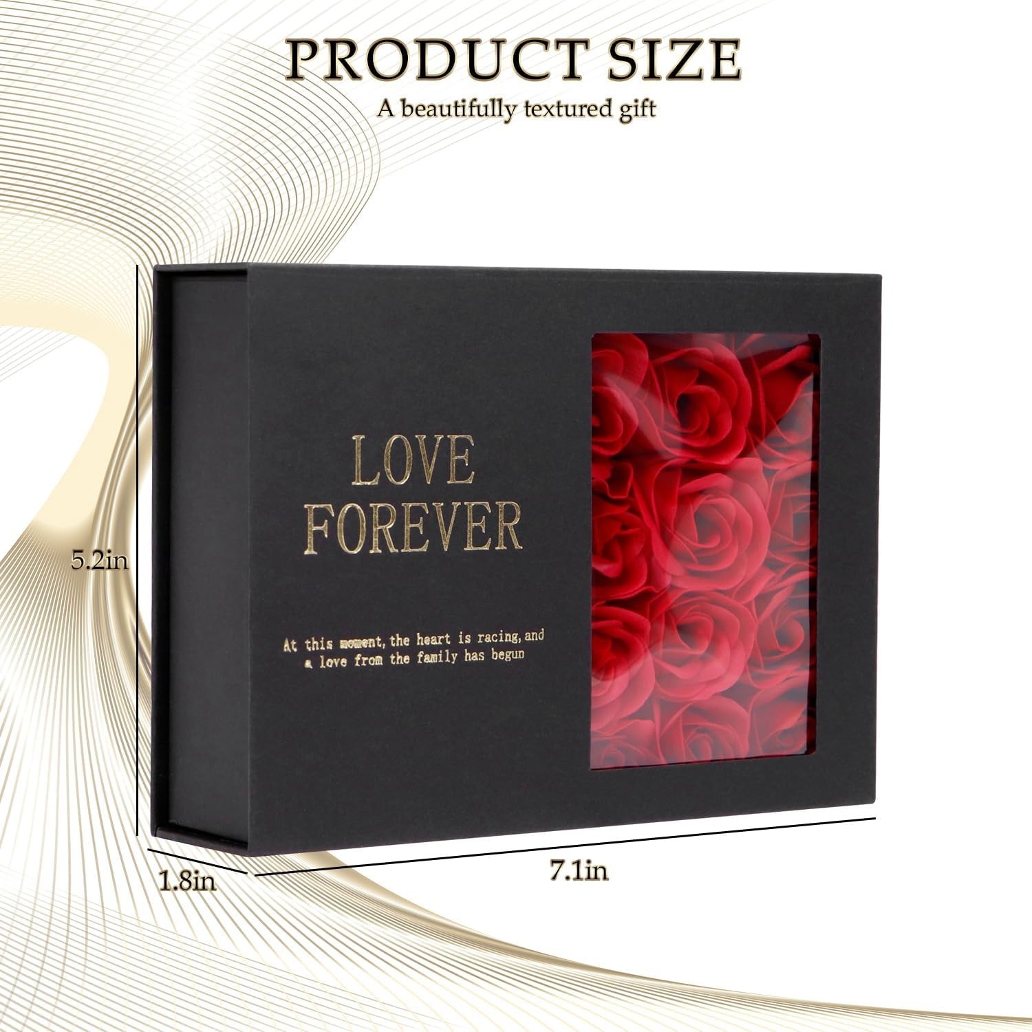 Preserved Eternal Real Rose Flower Gift Box With 14K Gold Plated Silver Necklace
