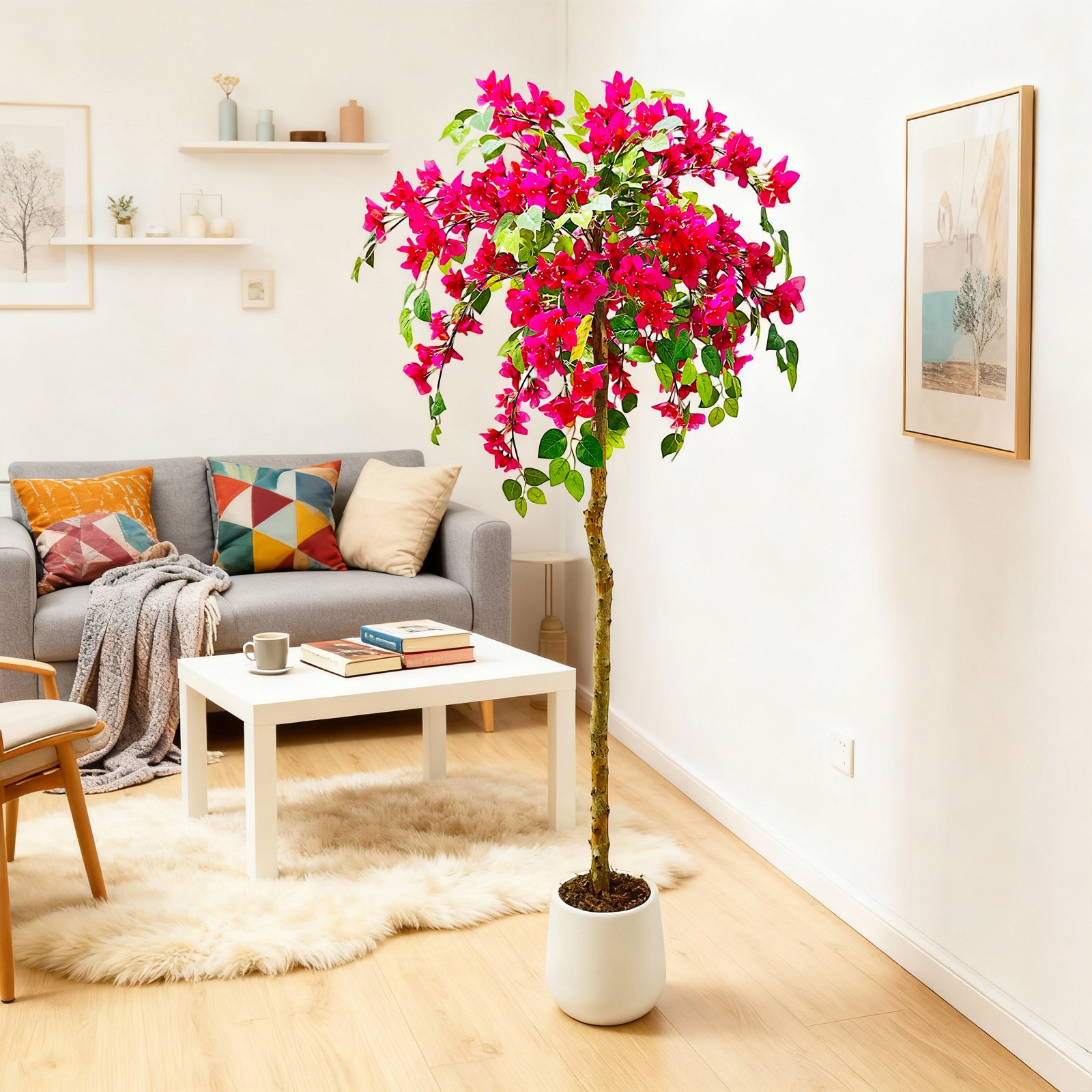 Artificial Bougainvillea Tree 120 150 180cm Indoor Fake Plant Real Wood Trunk