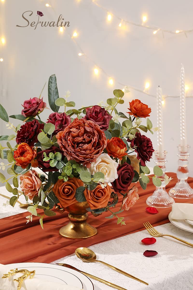 Orange Marigold Artificial Fall Flowers Fake DIY Wedding Bridal Bouquet Decor