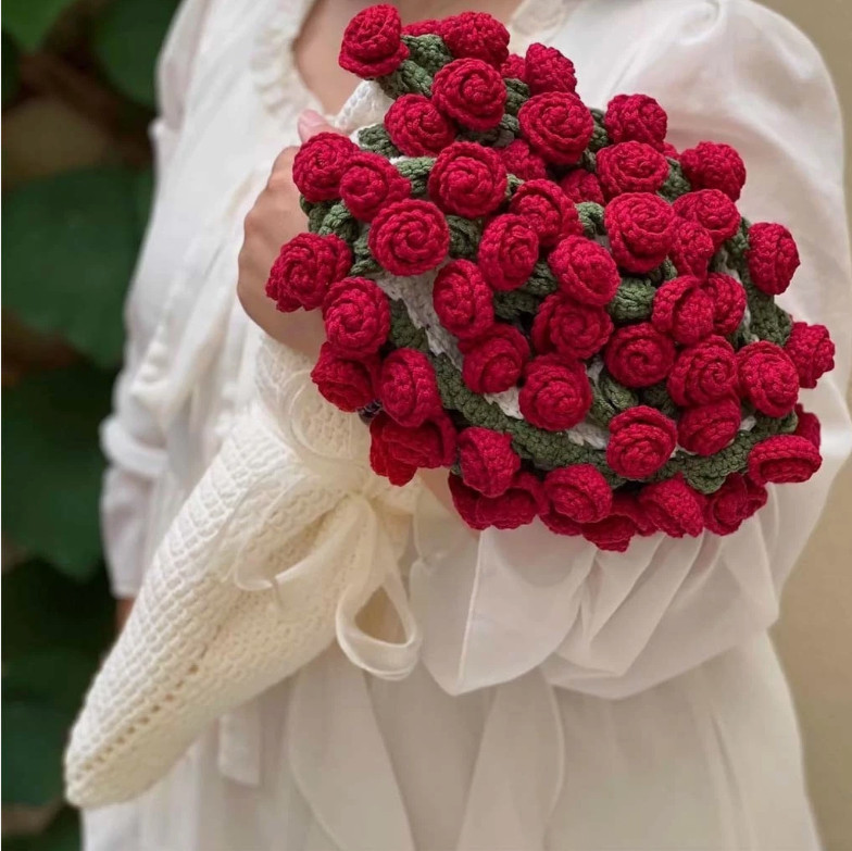 Bouquet ,DIY Handmade Crochet Rose Blanket,Knitted Throw Blankets