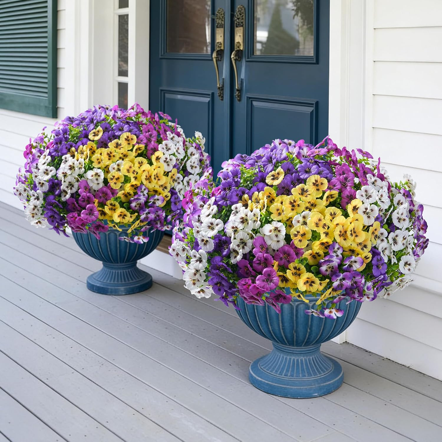 20PCS Artificial Fake Pansy Flowers for Outdoor Spring Summer Decor, Faux Silk M