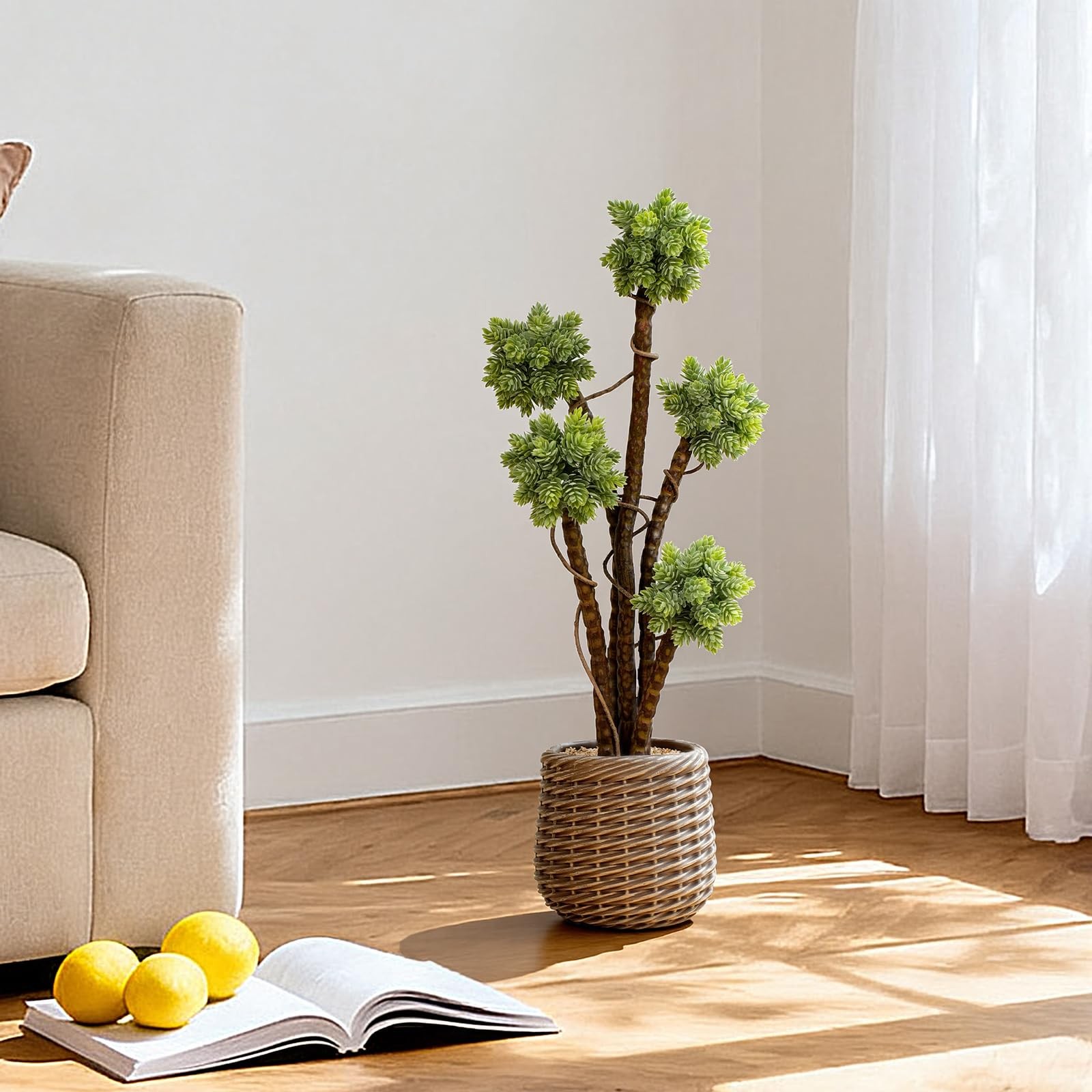 Artificial Succulents Plant 2.5ft, Large Faux Floor Plant with Brown Pot, Fak…