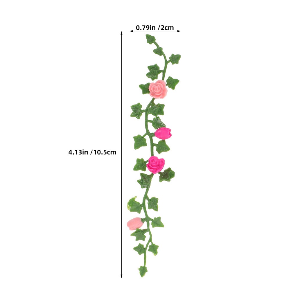 10Pcs Reusable Dollhouse Green Rose Vines with Realistic Mini Climbing Flowers