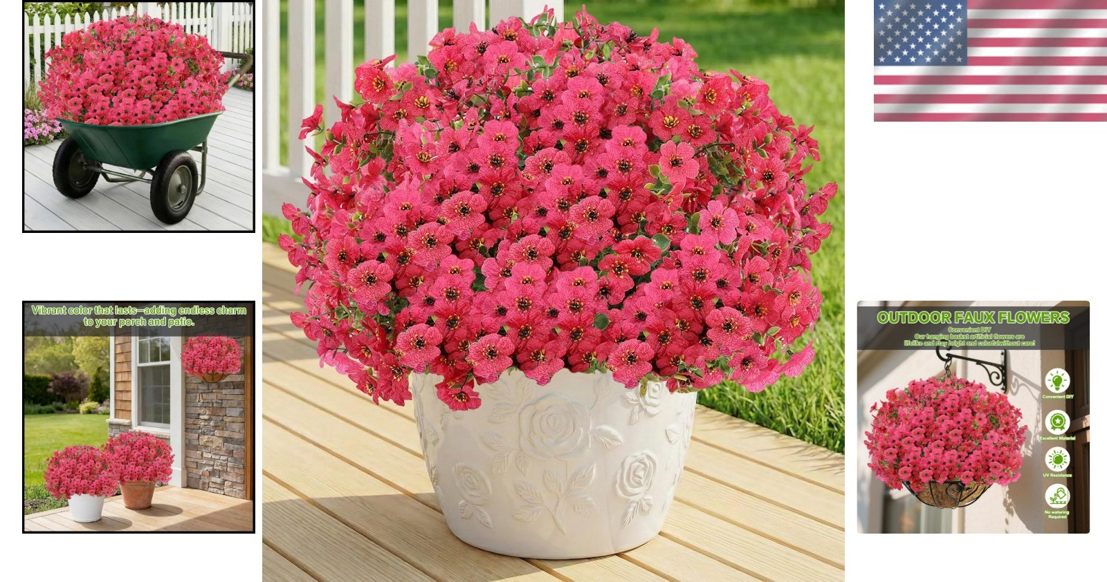 Flexible & Lifelong 13 Pcs Artificial Flowers – UV Resistant for Outdoor Delight