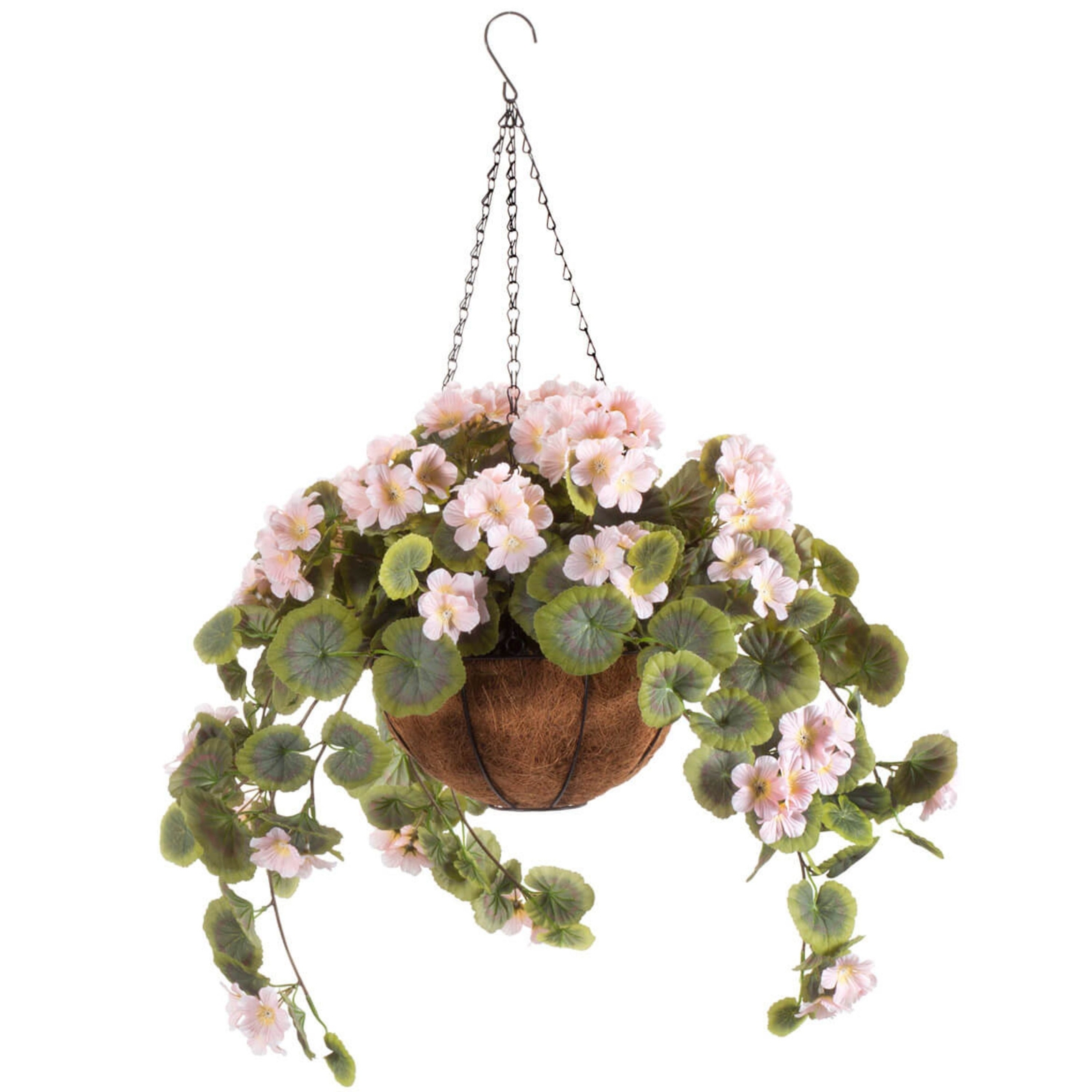 Large Artificial Pink Geranium Hanging Basket Indoor Outdoor Patio Garden Decor
