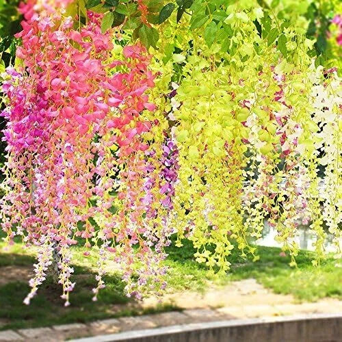 DearHouse 12 Pack 1 Piece 3.6 Feet Artificial Fake Wisteria Vine Ratta Hanging