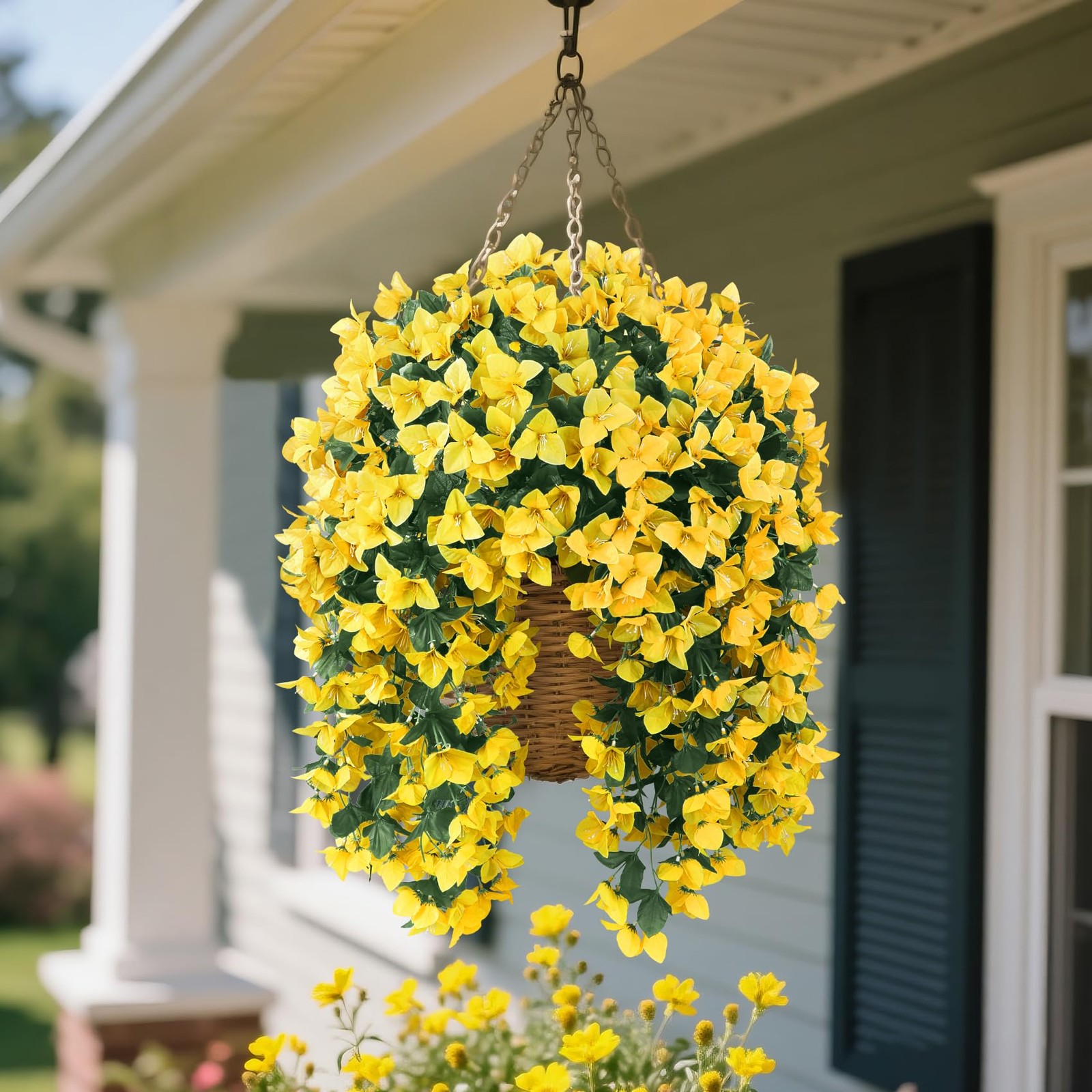 3 Pcs Yellow Artificial Hanging Bougainvillea Flowers Silk Long Trailing Vines U