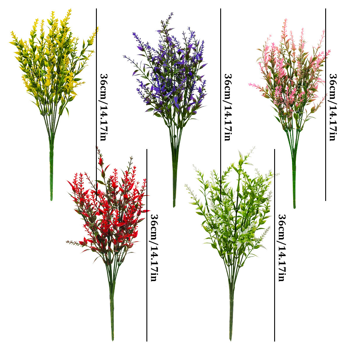 8 Bundles Artificial Flowers UV Resistant Fake Plants Outdoor Home Garden Decor