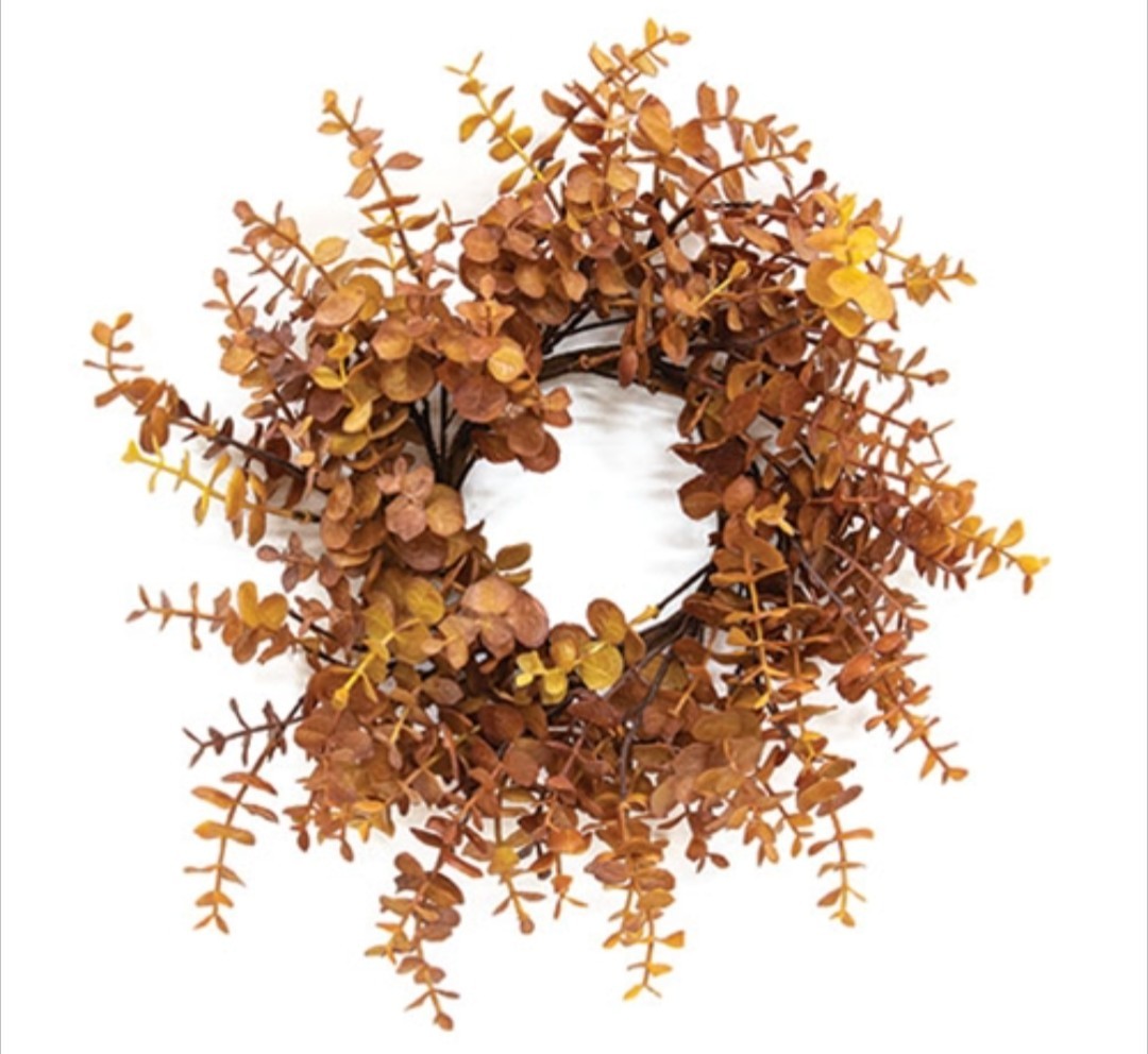 4-1/2″ Soft Touch Baby Eucalyptus Wreath – Burnt Orange