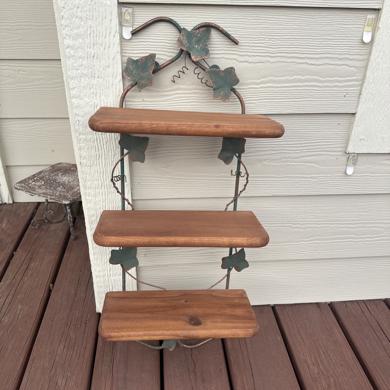Vtg Homco Home Interiors 3 Tier Shelf With Metal Ivy Cottage Core Farmhouse