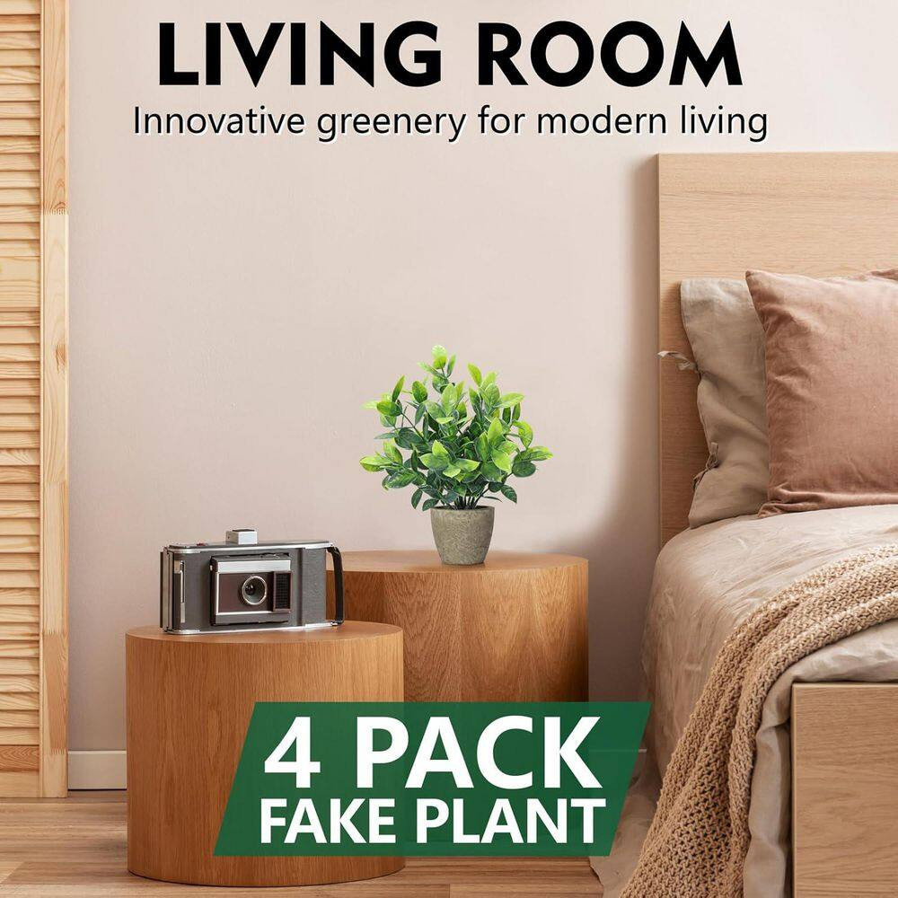 7.20″ H 4 Pack Ceramic Mini Artificial Potted Plants for Home and Office Decor