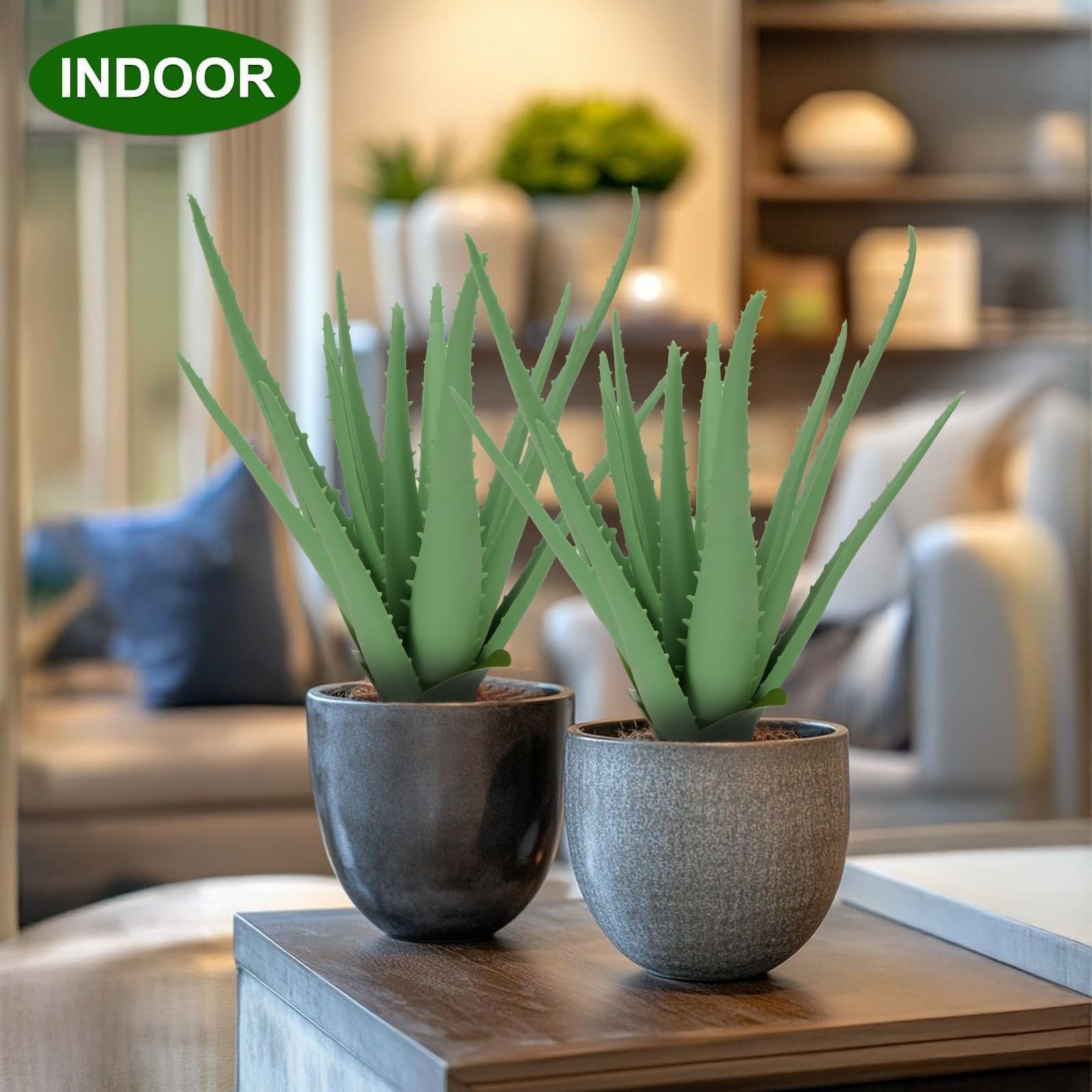 Best Zythrem Agave Plant Artificial Faux Cactus Plants Indoor UV Resistant Fake
