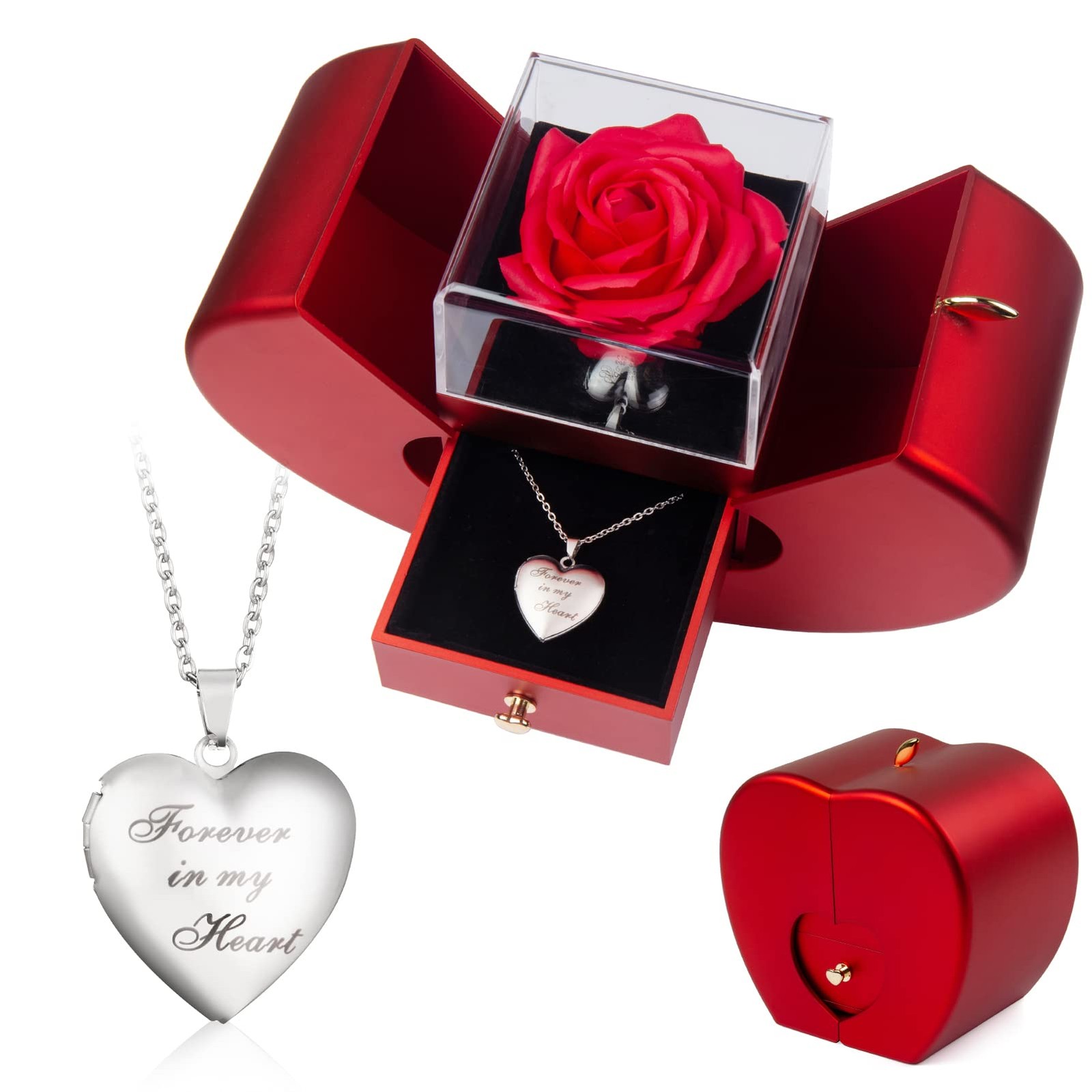 Forever Red Roses Heart Box to My Love Cherish These Preserved Roses with Cus…