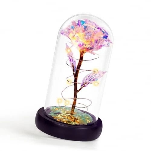 Enchanting Glass Dome Rose with LED Light – Perfect Gift for All Occasions