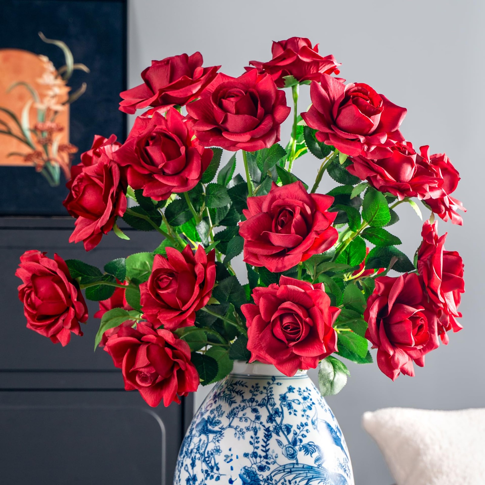Artificial Flowers Artificial Roses Fake Roses 20PCS Long Stem Artificial Flo…