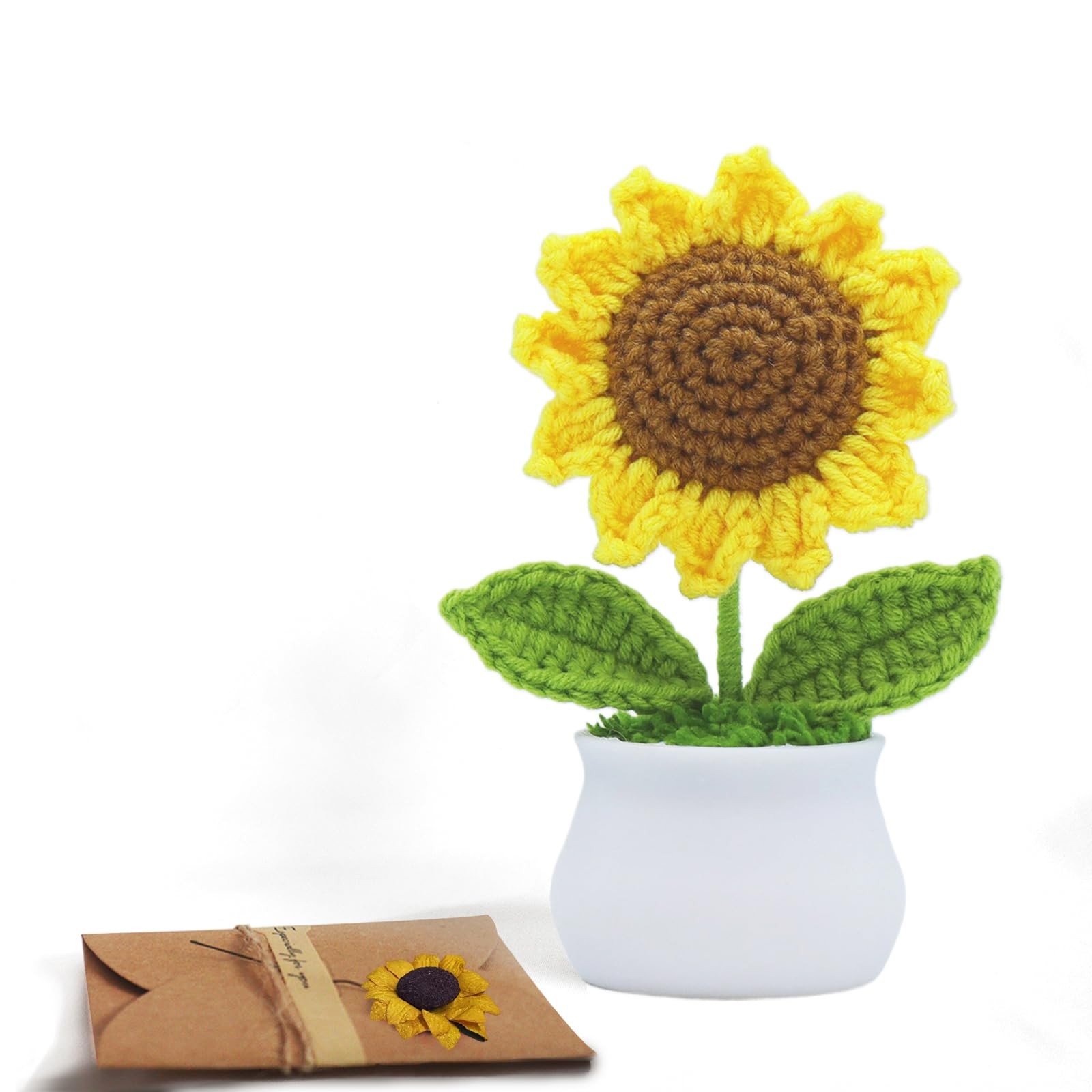 Crochet Flowers Artificial Sunflower for Office Desk, Car Dashboard Decor, Ha…