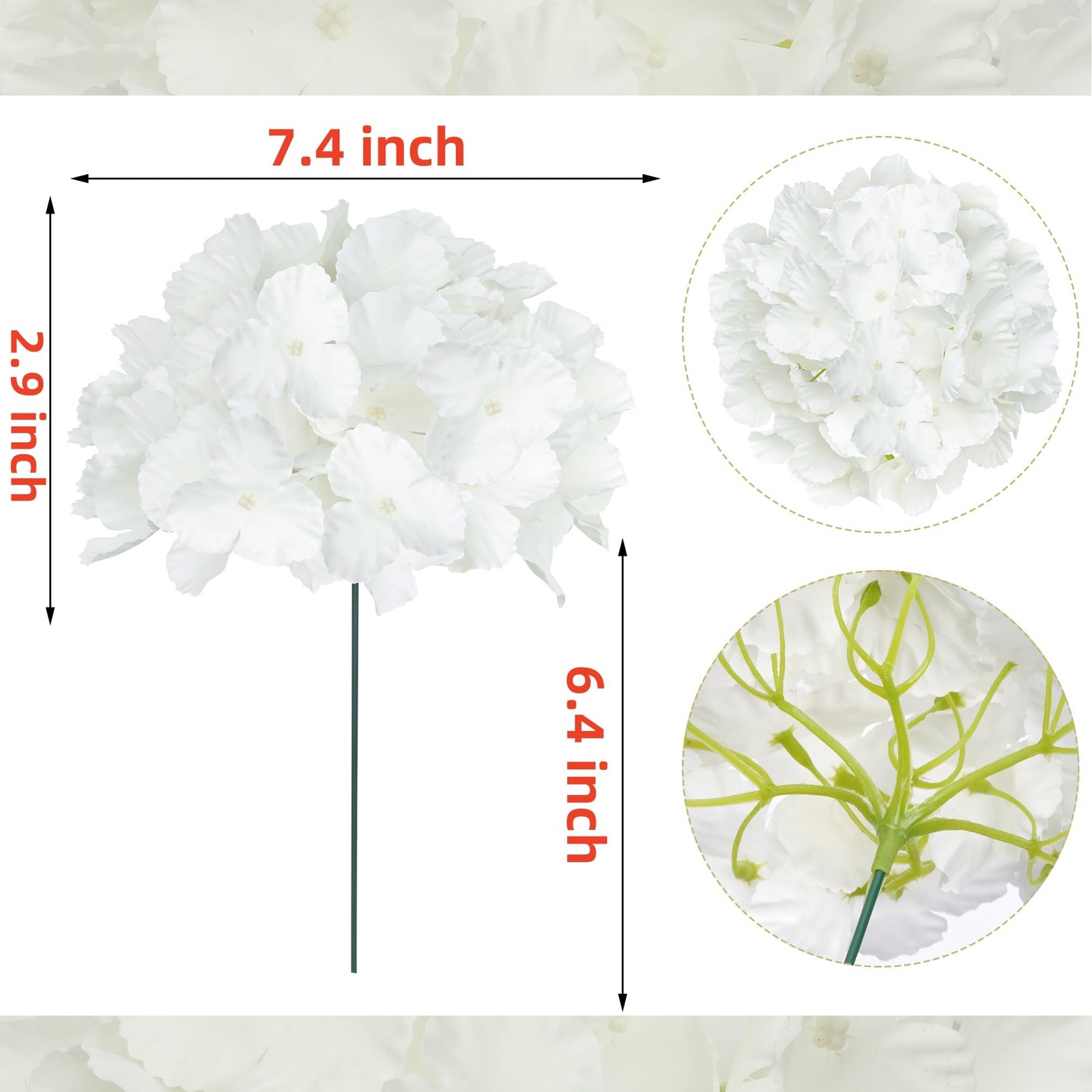 50Pcs Blue Hydrangea Artificial Flowers Faux Fake Silk Fabric Hydrangea Flowe…