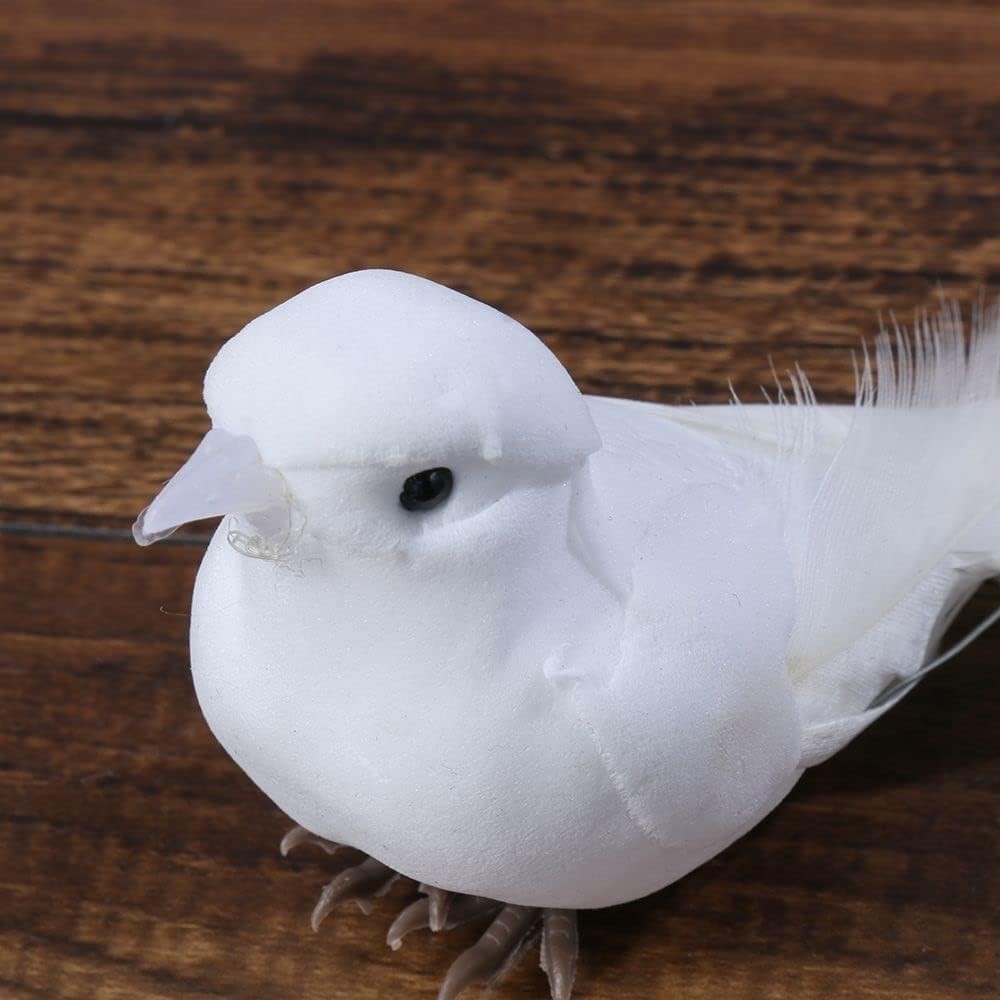 2 Pcs Simulation White Doves, Artificial Birds Craft, Foam Pigeon for Home De…