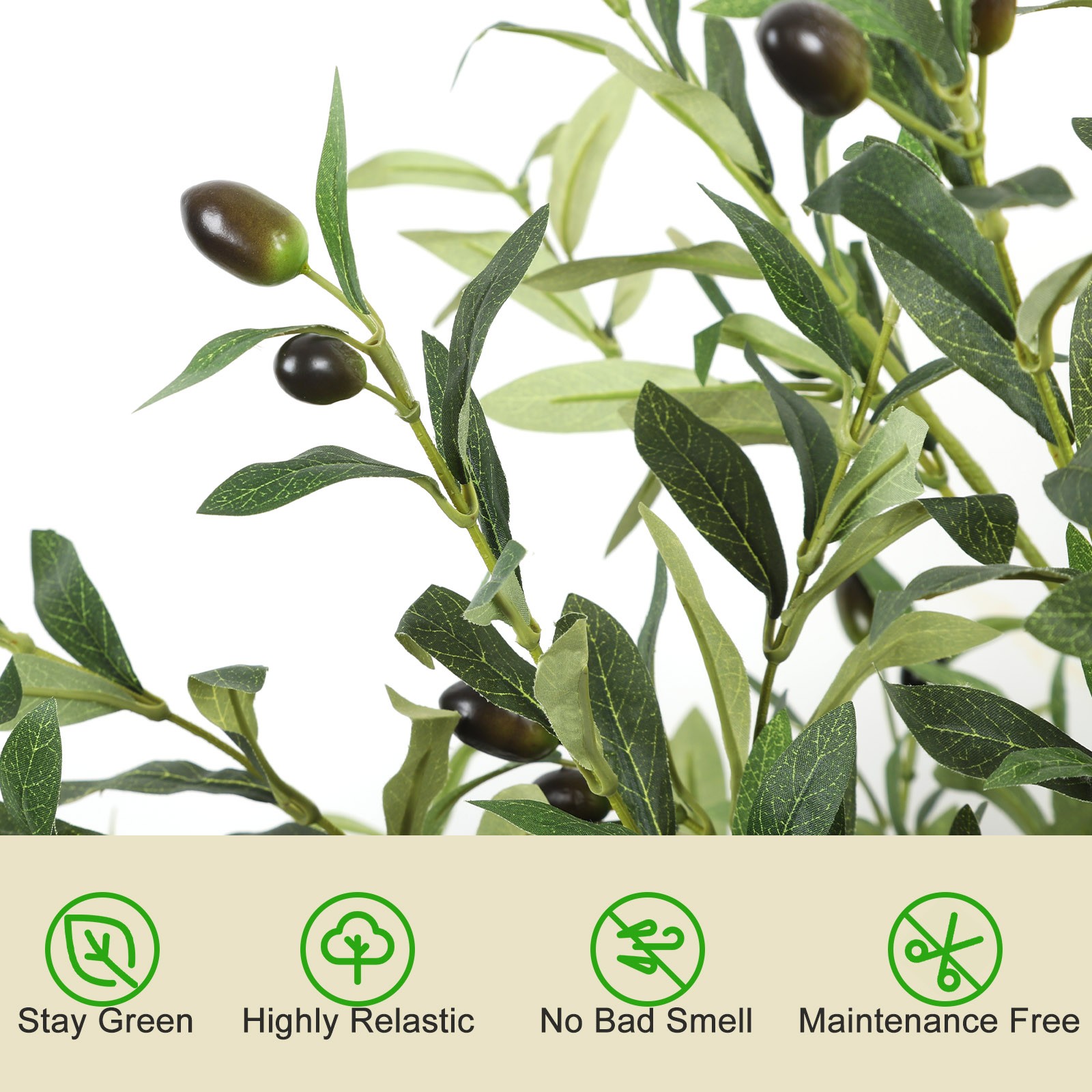 5 FT Artificial Olive Tree Tall Fake Plants Faux Tree Lifelike Fruits Home Decor