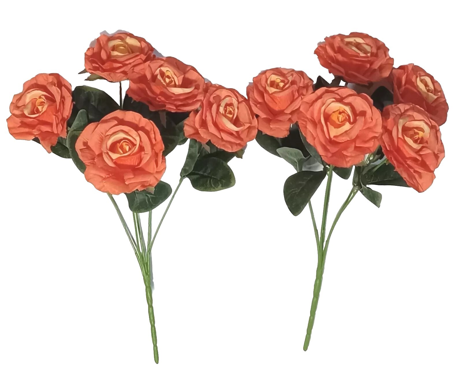 (2 pcs) Large Orange Rose 19″ Bush Silk Flower General Home Decor Wedding #B2256