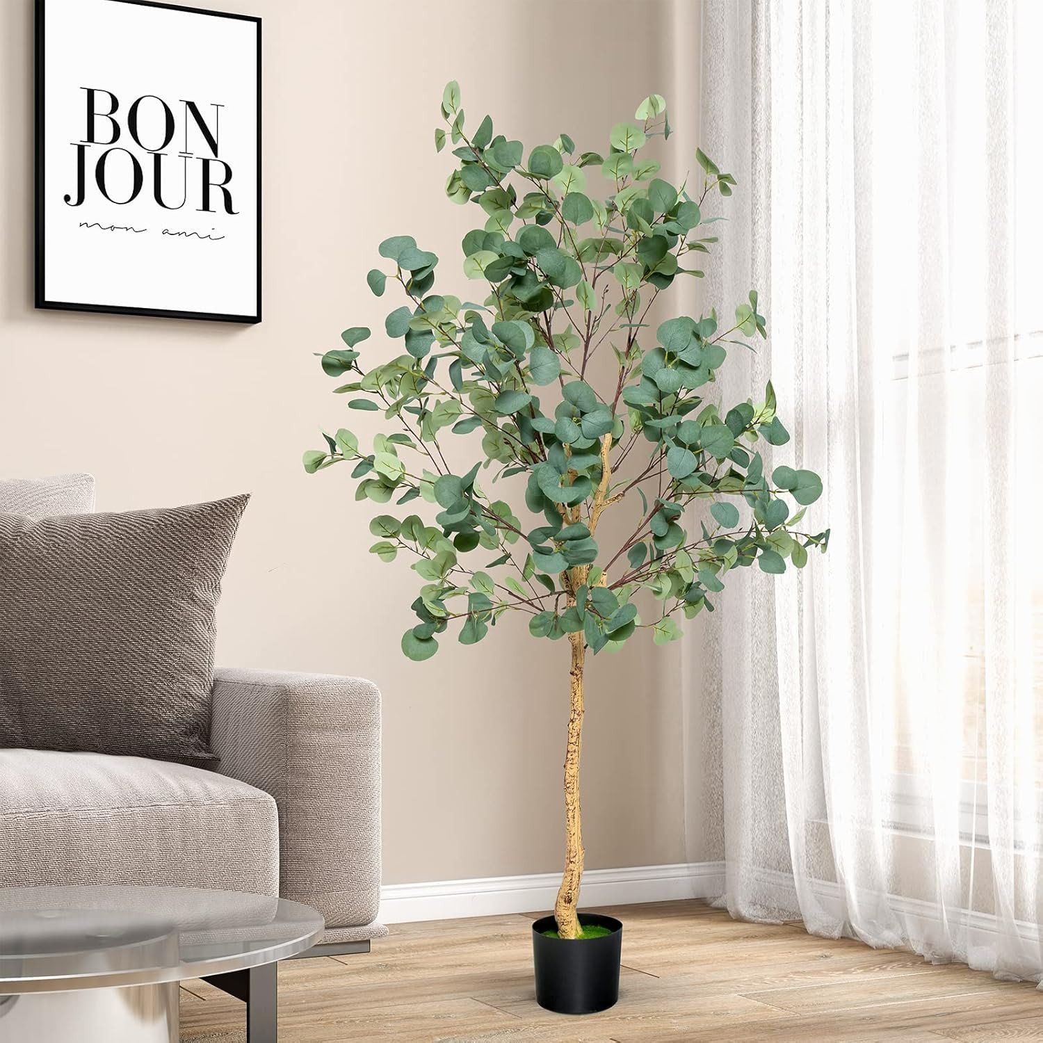 5.5Ft Faux Eucalyptus Tree with 517 Leaves for Home & Office Decor