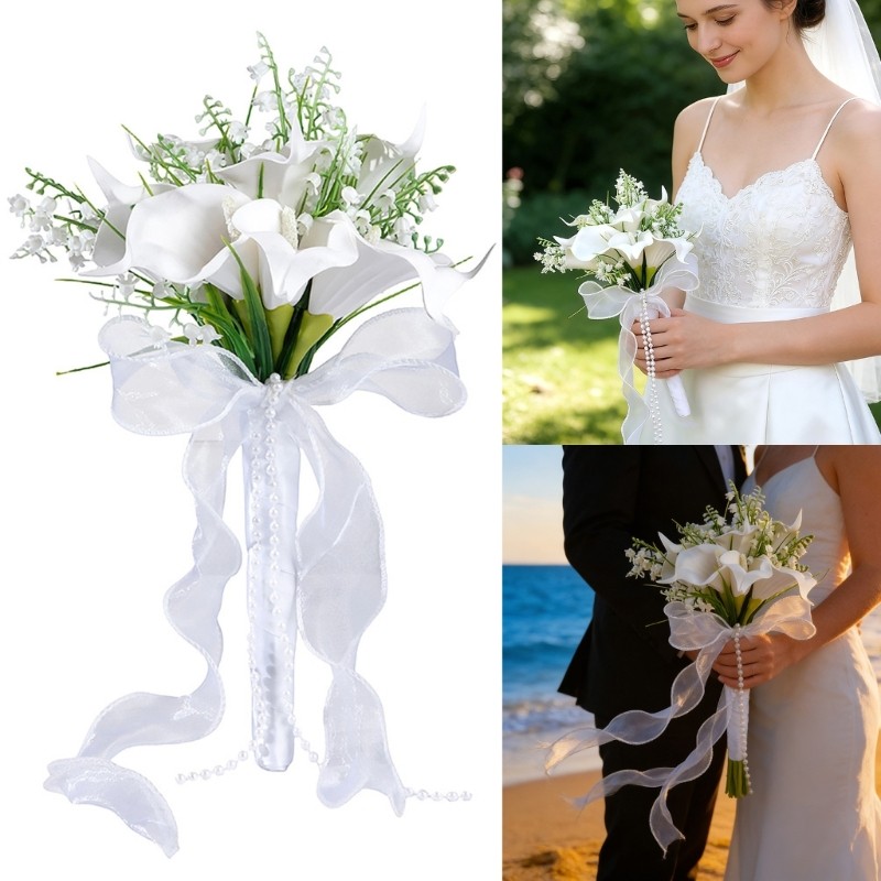 Gorgeous Silk Flower Handheld Bouquet Artificial Callalily Wedding Decoration