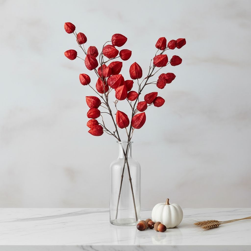 Red Burgundy Chinese Lantern Stems Faux Fall Branches Artificial Physalis 36 Inc