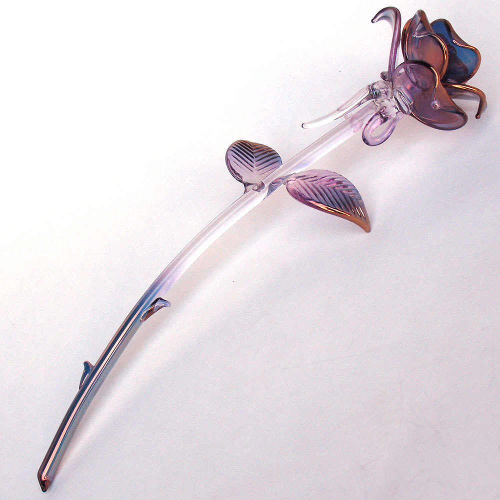 Glass Rose Hand Blown Crystal 24k Gold Figurine