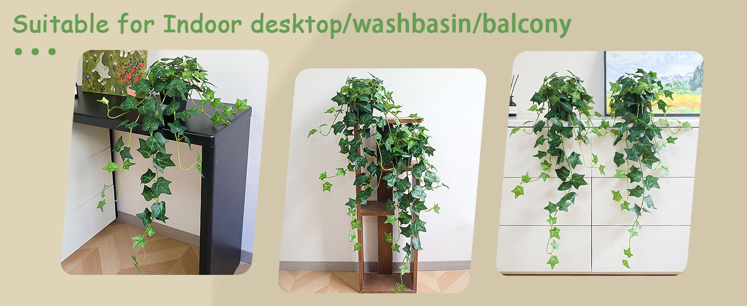 Fake English Ivy Plants in Pots Set of 2 – Realistic Artificial Ivy Greenery for