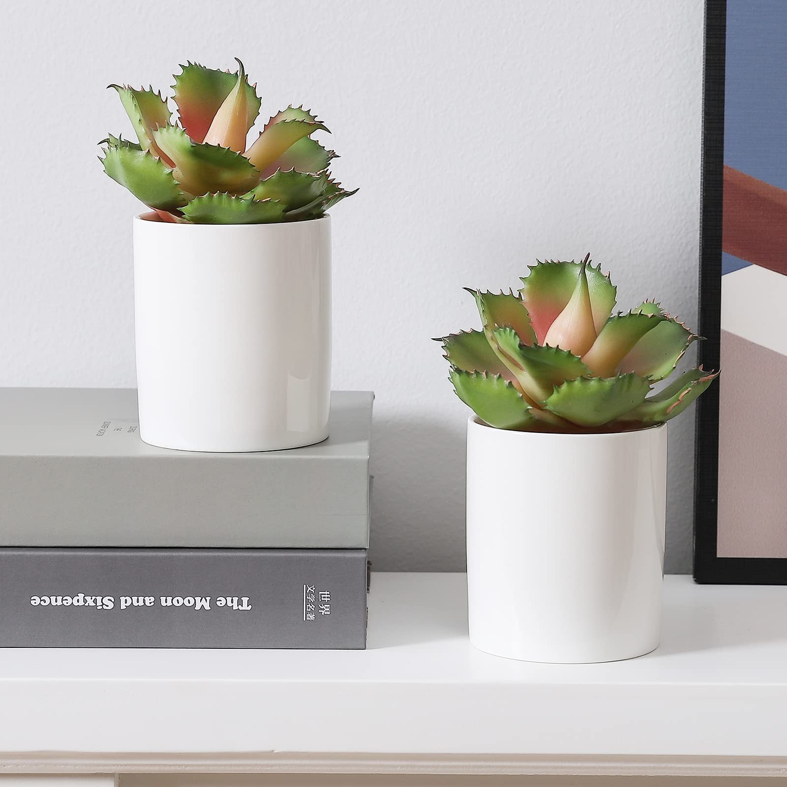 2 PCS 7.08 Inch Pink Artificial Faux Succulent Plant Agave Flower Craft